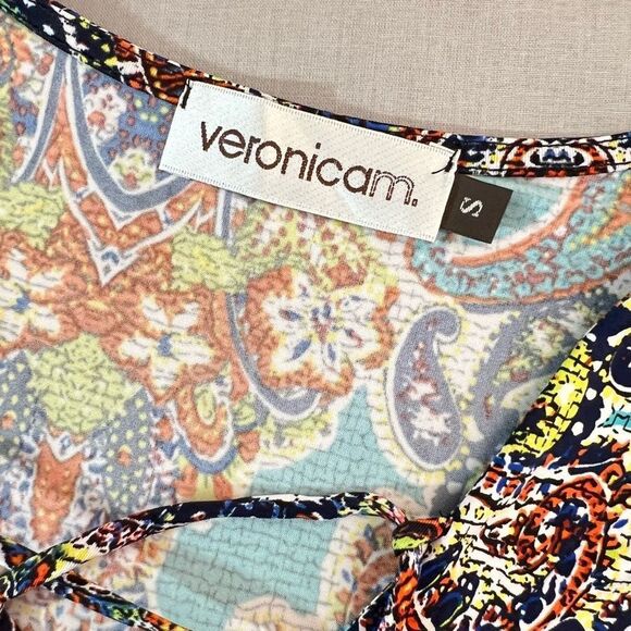 🔥5/25 sale🔥 Veronica M. Lace Up Long Sleeve Damask Print Mini Dress Size S - Picture 7 of 10